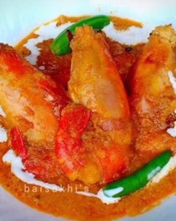 KING PRAWN BHAJI ON PUREE